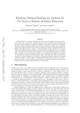 Readying Medical Students for Medical AI: The Need to Embed AI Ethics
  Education