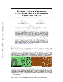 The Sensory Neuron as a Transformer: Permutation-Invariant Neural
  Networks for Reinforcement Learning