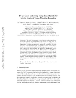 DeepFakes: Detecting Forged and Synthetic Media Content Using Machine
  Learning
