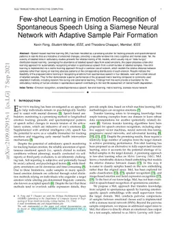 Few-shot Learning in Emotion Recognition of Spontaneous Speech Using a
  Siamese Neural Network with Adaptive Sample Pair Formation
