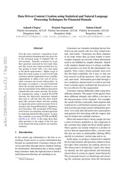 Data Driven Content Creation using Statistical and Natural Language
  Processing Techniques for Financial Domain