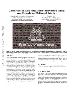 Evaluation of an Audio-Video Multimodal Deepfake Dataset using Unimodal
  and Multimodal Detectors