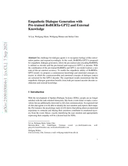 Empathetic Dialogue Generation with Pre-trained RoBERTa-GPT2 and
  External Knowledge