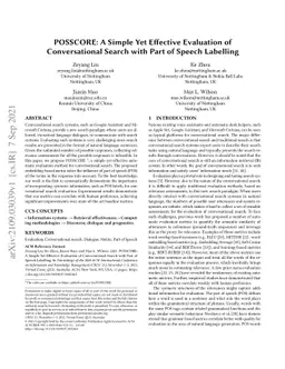 POSSCORE: A Simple Yet Effective Evaluation of Conversational Search
  with Part of Speech Labelling