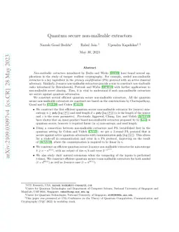 Quantum secure non-malleable-extractors