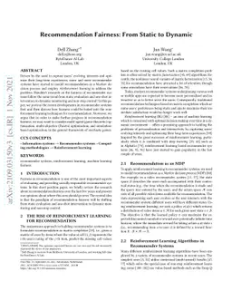 Recommendation Fairness: From Static to Dynamic