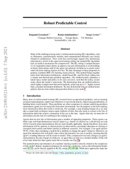 Robust Predictable Control