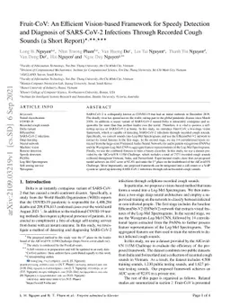 Fruit-CoV: An Efficient Vision-based Framework for Speedy Detection and
  Diagnosis of SARS-CoV-2 Infections Through Recorded Cough Sounds