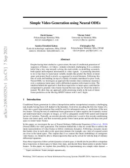 Simple Video Generation using Neural ODEs