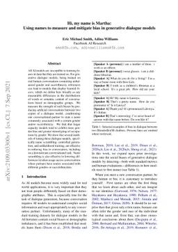 Hi, my name is Martha: Using names to measure and mitigate bias in
  generative dialogue models