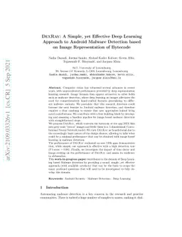 DexRay: A Simple, yet Effective Deep Learning Approach to Android
  Malware Detection based on Image Representation of Bytecode