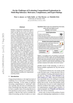 On the Challenges of Evaluating Compositional Explanations in Multi-Hop
  Inference: Relevance, Completeness, and Expert Ratings