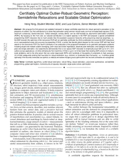 Certifiably Optimal Outlier-Robust Geometric Perception: Semidefinite
  Relaxations and Scalable Global Optimization
