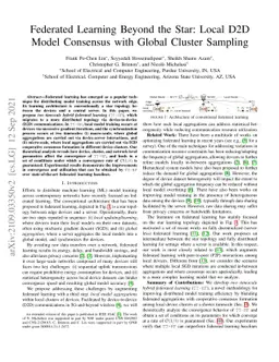 Federated Learning Beyond the Star: Local D2D Model Consensus with
  Global Cluster Sampling
