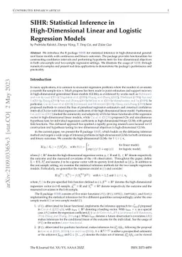 SIHR: Statistical Inference in High-Dimensional Linear and Logistic
  Regression Models