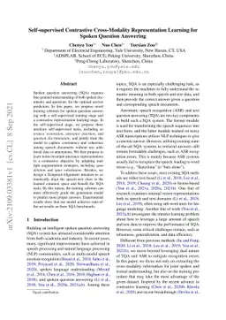 Self-supervised Contrastive Cross-Modality Representation Learning for
  Spoken Question Answering