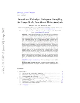 Functional Principal Subspace Sampling for Large Scale Functional Data
  Analysis