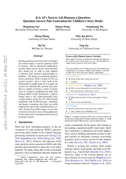 It is AI's Turn to Ask Humans a Question: Question-Answer Pair
  Generation for Children's Story Books