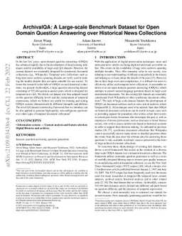 ArchivalQA: A Large-scale Benchmark Dataset for Open Domain Question
  Answering over Historical News Collections