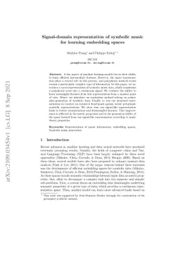 Signal-domain representation of symbolic music for learning embedding
  spaces