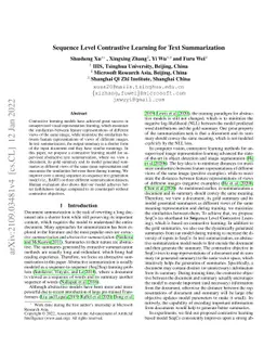Sequence Level Contrastive Learning for Text Summarization