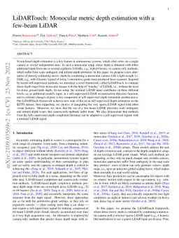 LiDARTouch: Monocular metric depth estimation with a few-beam LiDAR