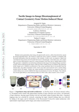 Tactile Image-to-Image Disentanglement of Contact Geometry from
  Motion-Induced Shear