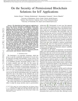 On the Security of Permissioned Blockchain Solutions for IoT
  Applications
