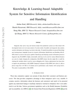 Knowledge & Learning-based Adaptable System for Sensitive Information
  Identification and Handling