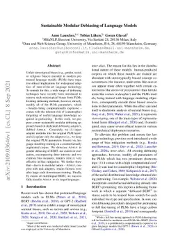 Sustainable Modular Debiasing of Language Models