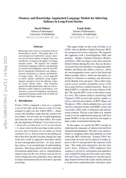 Memory and Knowledge Augmented Language Models for Inferring Salience in
  Long-Form Stories