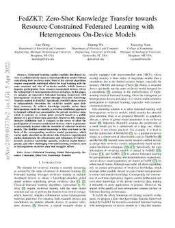FedZKT: Zero-Shot Knowledge Transfer towards Resource-Constrained
  Federated Learning with Heterogeneous On-Device Models