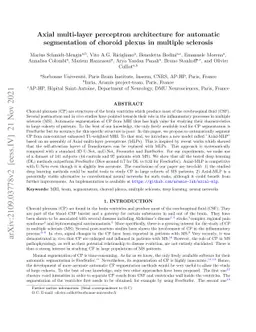 Axial multi-layer perceptron architecture for automatic segmentation of
  choroid plexus in multiple sclerosis