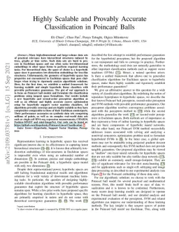 Highly Scalable and Provably Accurate Classification in Poincare Balls