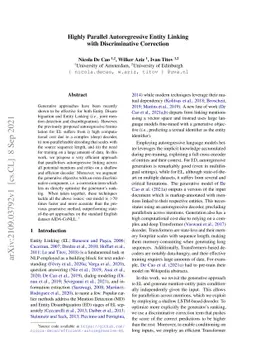 Highly Parallel Autoregressive Entity Linking with Discriminative
  Correction