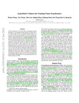 Scaled ReLU Matters for Training Vision Transformers