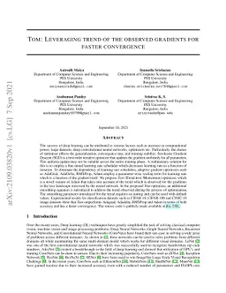 Tom: Leveraging trend of the observed gradients for faster convergence