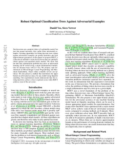 Robust Optimal Classification Trees Against Adversarial Examples
