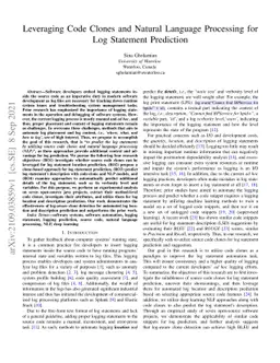 Leveraging Code Clones and Natural Language Processing for Log Statement
  Prediction