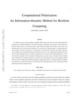 Computational Polarization: An Information-theoretic Method for
  Resilient Computing