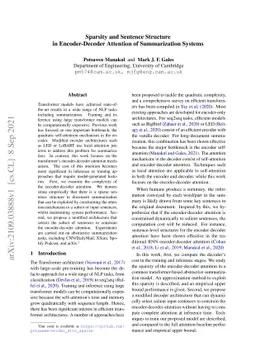 Sparsity and Sentence Structure in Encoder-Decoder Attention of
  Summarization Systems