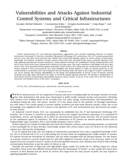 Vulnerabilities and Attacks Against Industrial Control Systems and
  Critical Infrastructures