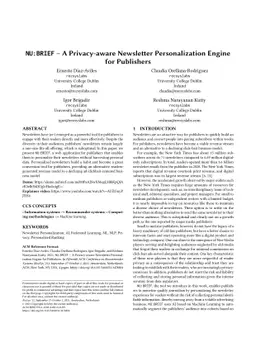 NU:BRIEF -- A Privacy-aware Newsletter Personalization Engine for
  Publishers