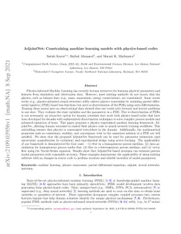 AdjointNet: Constraining machine learning models with physics-based
  codes