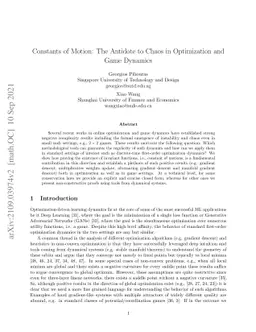 Constants of Motion: The Antidote to Chaos in Optimization and Game
  Dynamics