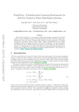 PowerGym: A Reinforcement Learning Environment for Volt-Var Control in
  Power Distribution Systems