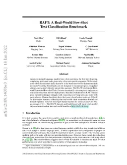 RAFT: A Real-World Few-Shot Text Classification Benchmark