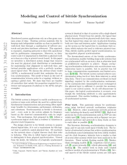 Modeling and Control of bittide Synchronization