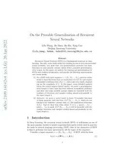 On the Provable Generalization of Recurrent Neural Networks