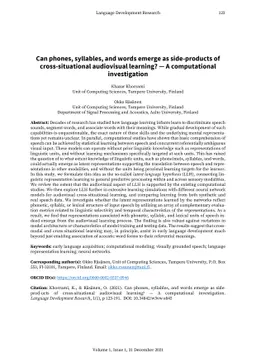 Can phones, syllables, and words emerge as side-products of
  cross-situational audiovisual learning? -- A computational investigation